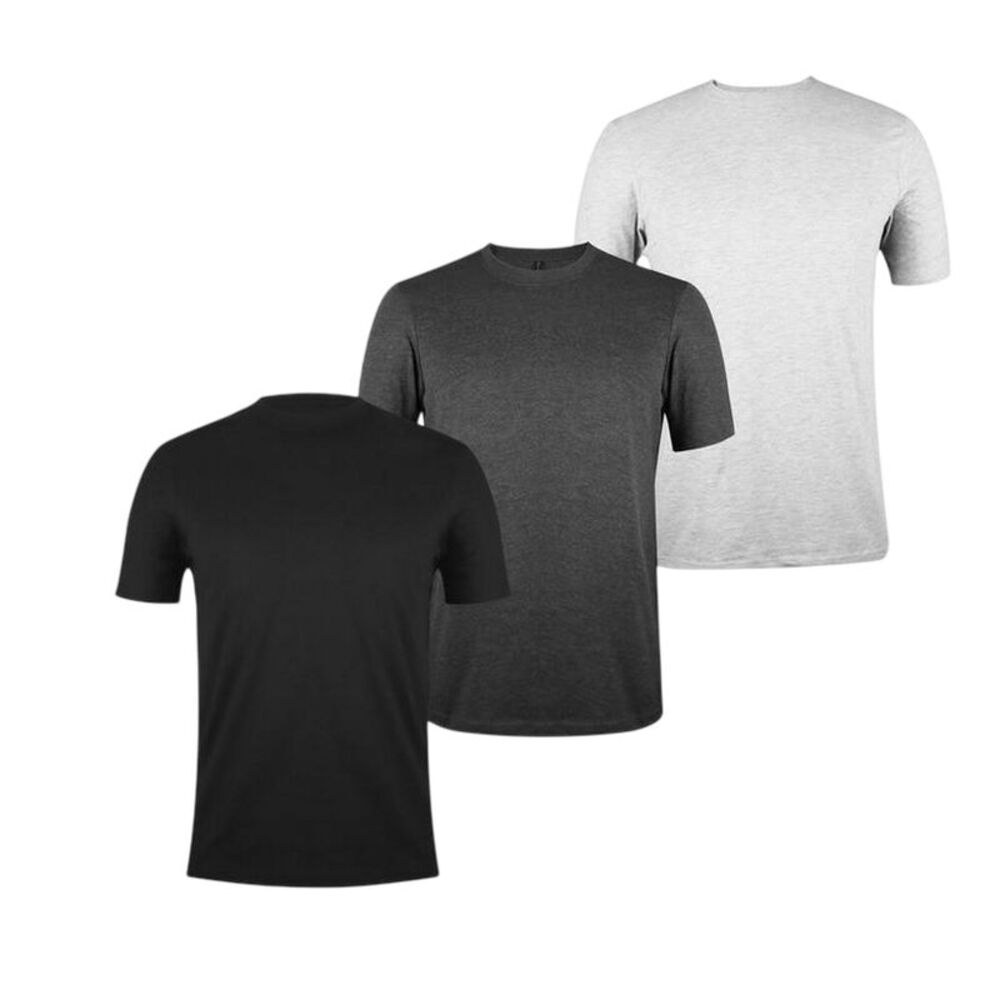 Donnay Mens Plain Crew Neck T-Shirt (Pack of 3) / Grey Marl/Charcoal Marl/Black